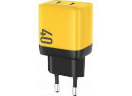 WEKOME 2x USB-C super rychlá nabíječka GaN 40W žlutá