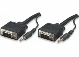 Manhattan kabel D-Sub (VGA) - D-Sub (VGA) + Jack 3,5 mm 10 m černý (324359)