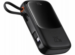 Baseus Powerbanka Qpow Pro+ 10000mAh 22,5W s vestavěným kabelem USB-C a displejem - černá