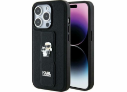 Karl Lagerfeld Karl Lagerfeld KLHCP14LGSAKCPK tvrdý kryt pro iPhone 14 Pro 6.1 černá/černá, stojánek, saffiano pinzetky Karl&Choupette