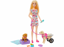 Mattel Sada panenky Barbie a psa v kočárku (HTK37)