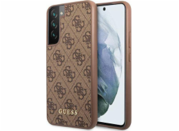 Guess Pouzdro Guess GUHCS22SG4GFBR pro Samsung Galaxy S22 hnědé/hnědé pevné pouzdro 4G kov zlaté logo