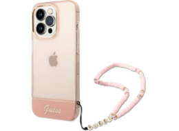 Guess Pouzdro Guess GUHCP14XHGCOHP Apple iPhone 14 Pro Max růžové/růžové pevné pouzdro s průsvitným perleťovým řemínkem