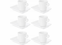 Vessia Porcelánový šálek na kávu s obdélníkovým podšálkem, bílý, 180 ml