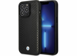 BMW Kožený kryt BMW s diamantovým vzorem - iPhone 14 Pro (černý)