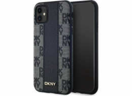 DKNY Kožený kryt DKNY MagSafe s jednobarevným kostkovaným vzorem – iPhone 11 (černý)