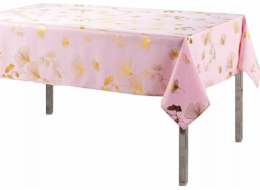 Douceur d`Interieur Obdélníkový ubrus pro interiérový design BLOOMY, bílý, zlatý ginkgo biloba