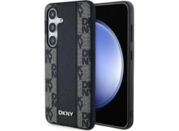 DKNY DKNY Kožený kryt MagSafe s monochromatickým kostkovaným vzorem pro Samsung Galaxy S24+ (černý)