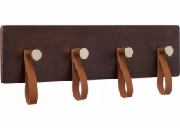 Boltze Nástěnný věšák na oblečení SKADO, borovicové dřevo s koženými úchyty, 40 x 13 cm