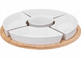 Secret de Gourmet Sada na občerstvení 6 porcelánových misek + bambusový tác