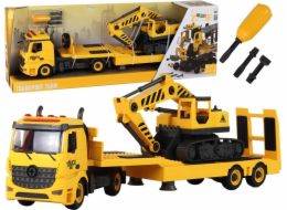 LeanToys Skládací odtahovka s pásovým bagrem, zvukové světlo, DIY, žlutá