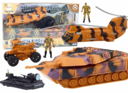 LeanToys Vojenská sada Vojenský tank Vrtulník Vrtulník Výsadkář Zvuky