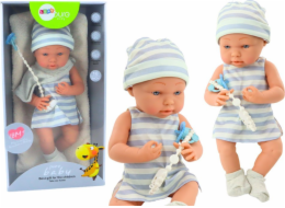 LeanToys Panenka v bílo-modrém oblečení, čepice, dudlík, deka
