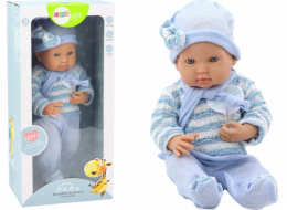 LeanToys Baby Doll Pruhovaný svetr, čepice a šátek modrý