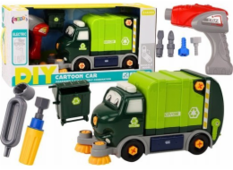LeanToys Popelářské auto Kreslená hračka Kroutící se Pohyblivá DIY Zelená
