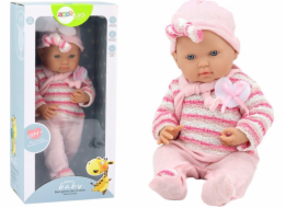 LeanToys Baby Doll Pruhovaný svetr, čepice a šátek růžový