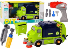 LeanToys Popelářské auto Kreslená hračka, kterou lze přeměnit, DIY, tmavě modrá