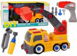 LeanToys Nákladní vůz s jeřábem Kreslený k demontáži DIY Orange