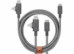 Native Union Kabel USB-C - USB-C + Lightning 2,4 m, černý a bílý (BELT-PROCCL-ZEB-NP)