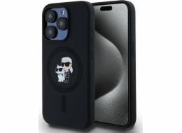 Karl Lagerfeld Karl Lagerfeld KLHMP15LSCMKCRHK pevný silikonový kryt pro iPhone 15 Pro 6.1 černý/černý s magnetickým uzávěrem Karl & Choupette