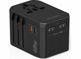 Choetech Nabíječka Choetech PD6045 GaN cestovní nabíječka USB-C USB-A 45W se zástrčkami US EU UK AU - černá