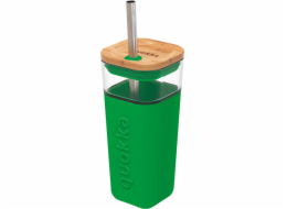 Quokka Quokka Liquid Cube - skleněný hrnek 540 ml s brčkem z nerezové oceli (zelený)