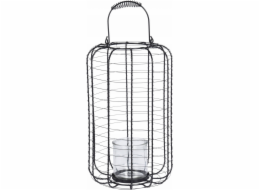 Home Styling Collection Kolekce bytového stylingu Kovová lucerna se skleněným svícnem, O 23,5 cm, černá