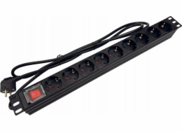Alantec prodlužovací lišta 19 230V - 9 zásuvek (typ F - CEE 7/3 schuko), s LED vypínačem, kabel 1,8 m CEE 7/7
