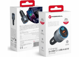 ForCell Nabíječka FORCELL F-ENERGY Alu autonabíječka 2 x Type-C + USB A PD QC4.0 SFC2.0 4,5A 65W šedá