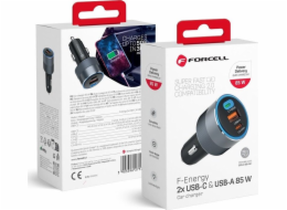 ForCell Nabíječka FORCELL F-ENERGY Alu autonabíječka 2 x Type-C + USB A PD QC4.0 SFC2.0 3A 85W šedá
