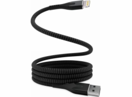 STATIK Statik MagStack USB kabel - USB-A - Lightning kabel 2m, nylonový opletený, magneticky vinutý (černý)