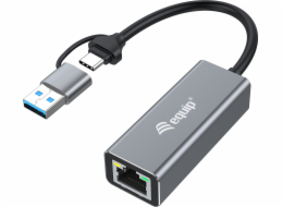 Equip Adaptér USB Adaptér Equip USB-C -> RJ45 10/100/1000/2500 Mbps + USB-A