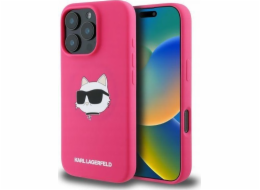 Karl Lagerfeld Pouzdro KARL LAGERFELD pro IPHONE 16 Pro kompatibilní s MagSafe KLHMP16LSCHPPLF (s potiskem hlavy Sil Choupette) fuchsiové