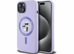 Karl Lagerfeld Karl Lagerfeld KLHMP15SSCMKCRHU Pevný silikonový kryt pro iPhone 15 6.1 fialový/fialový s kroužkem MagSafe KC Heads