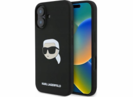 Karl Lagerfeld Pouzdro KARL LAGERFELD pro IPHONE 16 kompatibilní s MagSafe KLHMP16SSKHPPLK (stříbrný potisk hlavy KL) černé