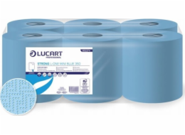 Karen Lucart Strong L-ONE Mini blue 350 - Centrálně dávkovatelné ubrousky, 2 vrstvy, modré, 122,5 m, celulóza - 6 rolí
