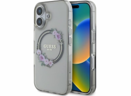 Guess Guess GUHMP16SHFWFCK Pouzdro IML Flowers Wreath MagSafe pro iPhone 16 6.1 černé/černé