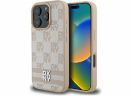 DKNY DKNY DKHCP16XPCPTSSP Pevný kryt pro iPhone 16 Pro Max 6.9 růžový/růžový s kostkovaným vzorem a potištěnými pruhy