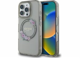 Guess Guess GUHMP16LHFWFCK Pouzdro IML Flowers Wreath MagSafe pro iPhone 16 Pro 6.3 černé/černé