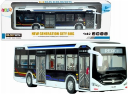LeanToys Elektrický městský autobus 1:42 Kovová světla Bílá