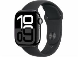 Apple Hodinky Series 10 GPS + Cellular, 42mm pouzdro z onyxového hliníku s černým sportovním řemínkem – velikost M/L