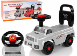 LeanToys Odrážedlo QX-5500- 2 Klakson s opěradlem, stříbrné
