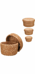 Giftdecor Přírodní tkané úložné koše 3 kusy