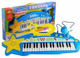 LeanToys Velká klávesnice 37 kláves MP3 + mikrofon modrá LEAN Toys