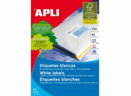 Apli Univerzální etikety APLI, 210x297 mm, obdélníkové, bílé, 100 listů