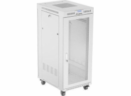 Lanberg 19palcová 27U 600x800 stojanová racková skříň s perforovanými dveřmi, LCD, šedá (ploché balení)