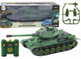 LeanToys Dálkově ovládaný vojenský tank RC 1:28 s otočnou věží, zelený