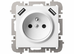 Elektro-Plast SANTRA zásuvka 2P+Z 2xUSB Power bez rámečku zapuštěná bílá 4188-10