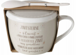 Boltze Porcelánový hrnek s víčkem a lžičkou, PEKAŘSKÝ, 600 ml