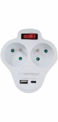 Esperanza ELK311W Elektrický rozdělovač 2 GN. USB-C USB-A ZAP. Bílý